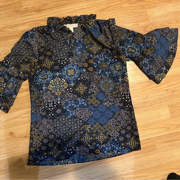 MICHAEL Michael Kors Tops - MICHAEL Michael Kors Blue and Black Geometric Blouse